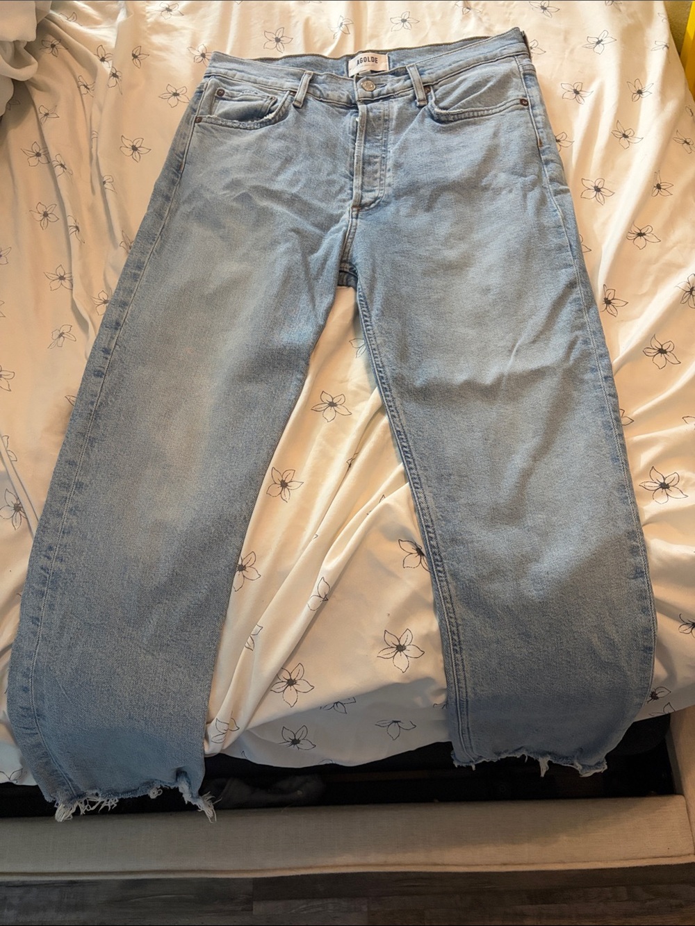 Agolde Light Blue Women's High-Rise Straight Jeans